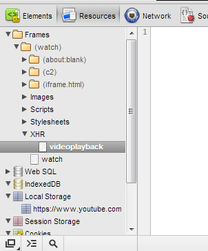 Youtube's video playback file in debugging tools