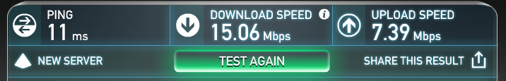 Results from my Teksavvy speed test